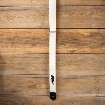 Couch Guitar Strap A026W Lightning Bolt - White with Black Bolt image 2
