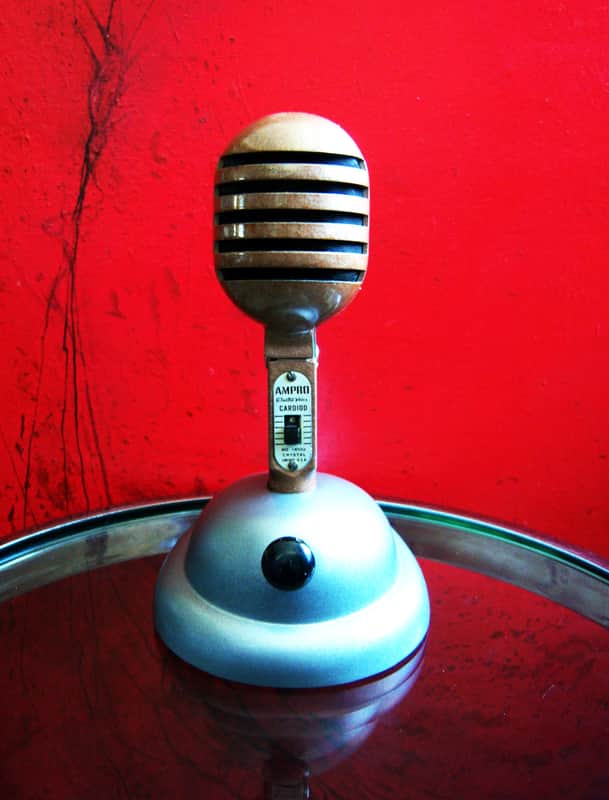 Vintage RARE 1950's Ampro 18502 / E.V 950 crystal microphone w Shure S-36 stand image 1