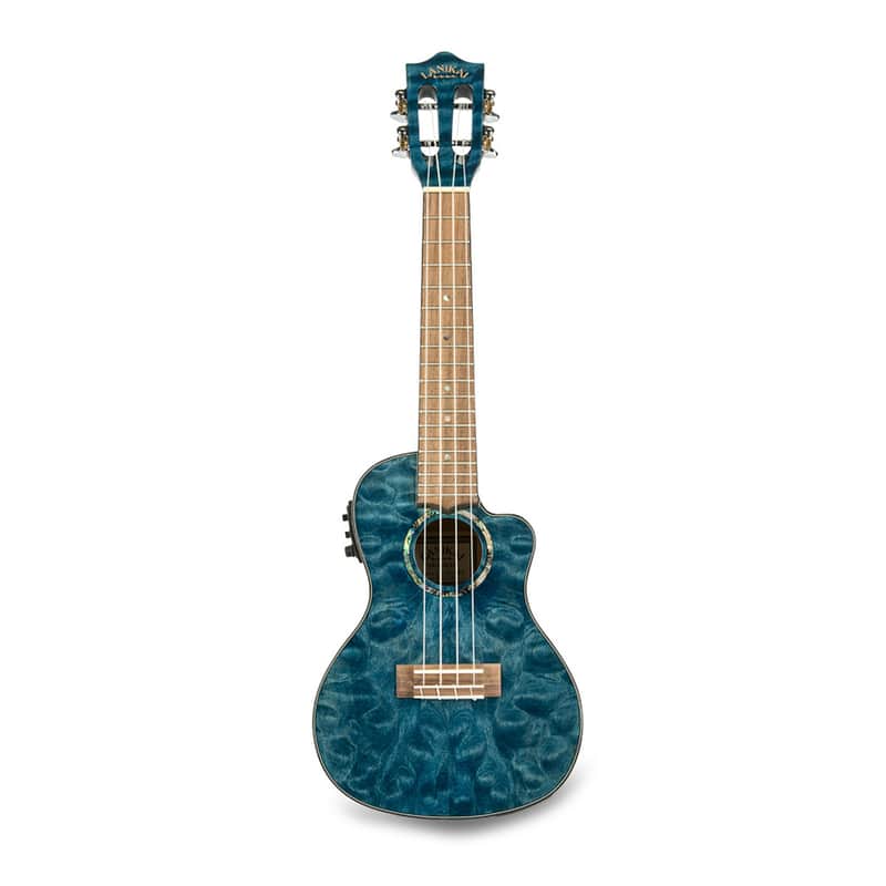 Lanikai QM-BLCEC Quilted Cutaway Electric Acoustic Concert Ukulele in Maple Blue image 1