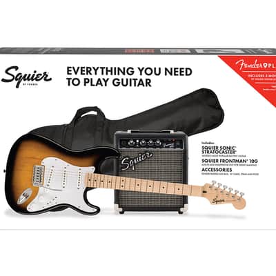 Squier Sonic Stratocaster Pack - 2-Color Sunburst w/ Maple FB image 3