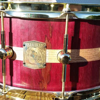 SnareBear 14x7 Grizzly PH Purple Heart Stave Snare Drum image 1