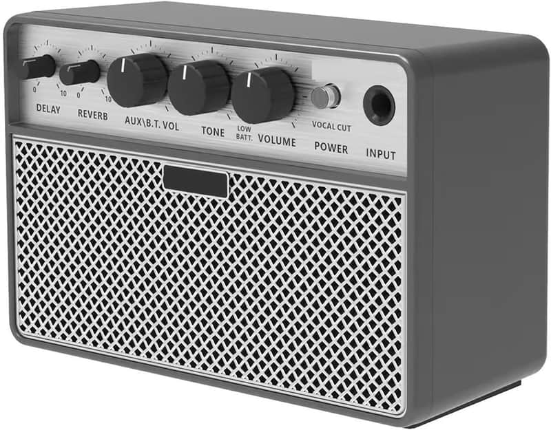 Acoustic Guitar Amp - Portable 2-in-1 Amplifier for Vocal & Guitar with Digital Delay Effects, Headphone Output & Recording, Mini Amp for Practice/Travel image 1