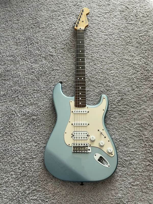 Fender Standard Stratocaster 2002 MIM HSS Agave Blue Frank Thomas Signed Guitar image 1