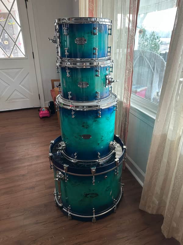 Parton Drum Works Mappa Burl over maple shells 12,13,16,22 image 1