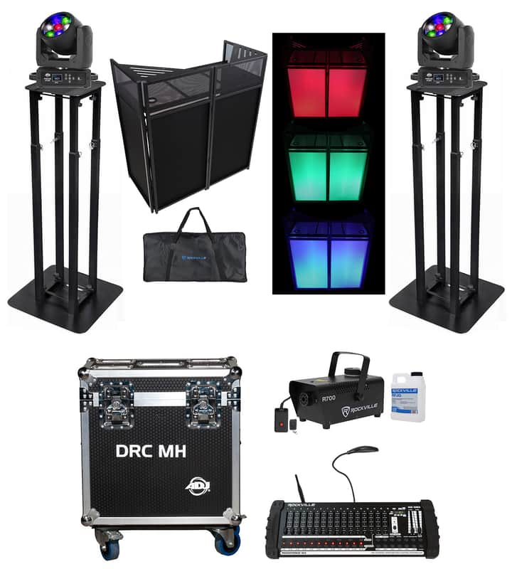 2) American DJ Focus Flex Wireless DMX Moving Head Lights+Case+Stands+Controller image 1