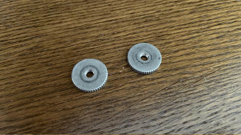 Faber ABR-1 Style Tune-o-matic Thumbwheels Set of 2 (Aged/Relic Nickel, Metric)
