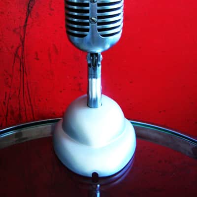 Vintage 1940's Shure 55 / 55S dynamic microphone satin chrome w S-36 desk stand Elvis 55S # 9 image 10