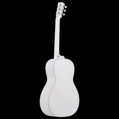 iMus i00-Size Handcrafted Acoustic Guitar - Adirondack Spruce Top with Flamed Maple Back and Sides - 90-Day Build,Ebony Fretboard Abalone Inlay - Stage and Studio Pro - Gloss White -Chinese Mother-of-Pearl Inlay Art image 8