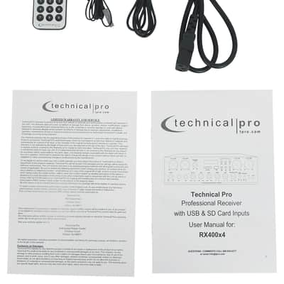 Technical Pro RX400X4 4 Channel 8 Speaker Bluetooth Home Receiver+Mic Inputs image 9