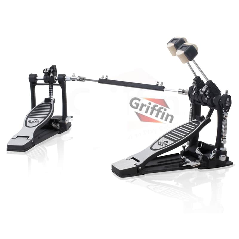 Griffin Double Drum Kick Pedal for Bass Drum - Twin Set Foot Pedal Quad Sided Beater Heads - Dual Double Chain Drive Percussion Hardware - Impressive Response for Metal and Rock Drummers image 1