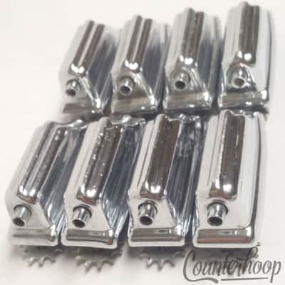 *Rogers 8x Beavertail Bass Drum Lugs Chrome Dayton Powertone Hex Vintage 60s USA image 3