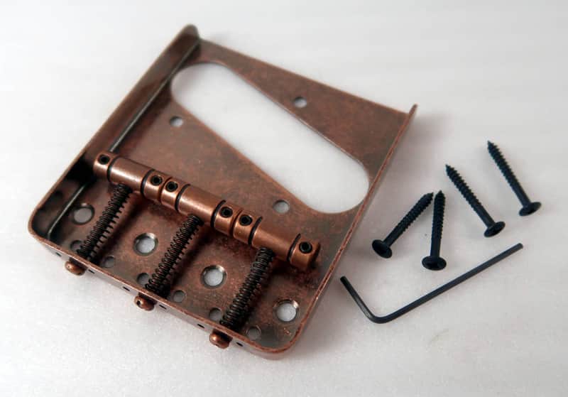 Tele ® Bridge Distressed Copper / Bronze Finish Ashtray Style String Thru or Top Load image 1