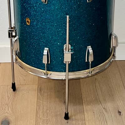 1950's WFL 4 Piece Drum Kit, Blue Aqua Sparkle, Complete W / Cases, Drop Dead Gorgeous image 14