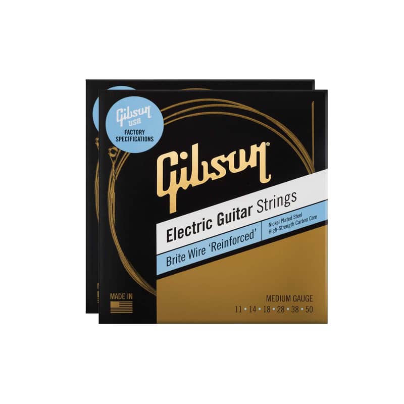 Gibson Brite Wire 'Reinforced' Electric Guitar Strings Medium Gauge 11-50 2 Pack Bundle image 1