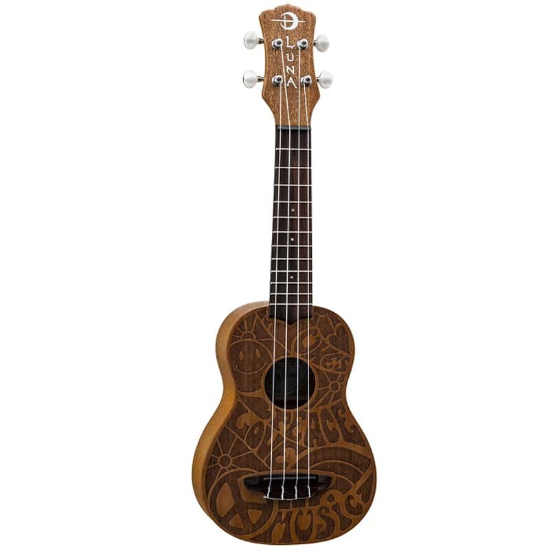 Luna Peace Love Etched 60's Design Ukulele image 1