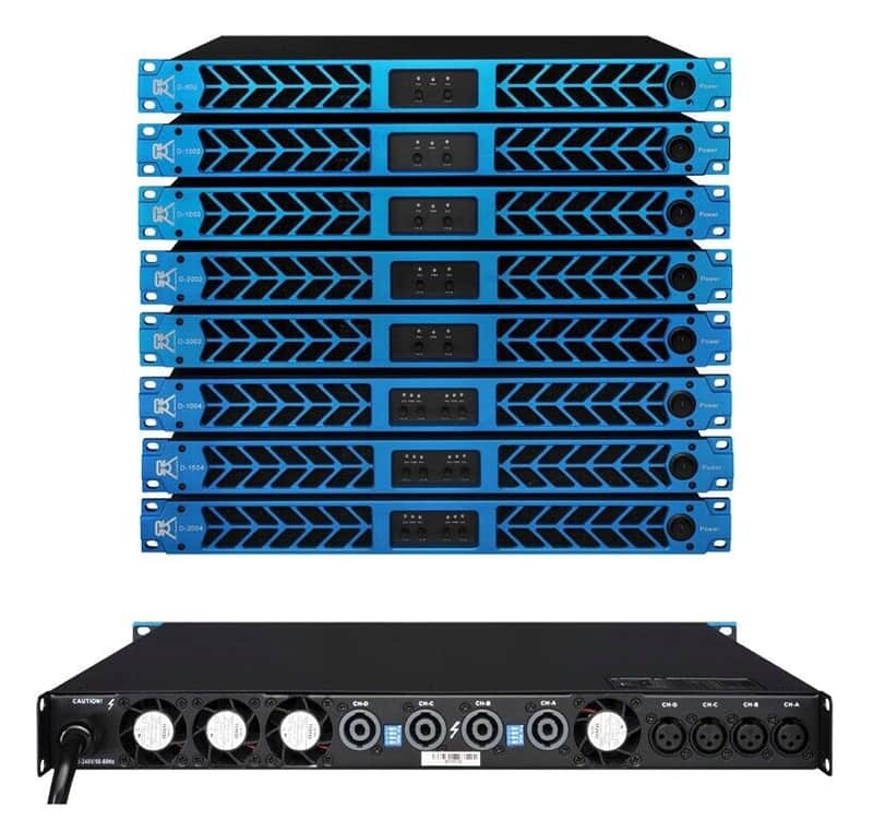 CVR Audio D-2004 BLUE Series Professional Power Amplifier 1 Space 2000 Wx4 at 8-Ohms image 1