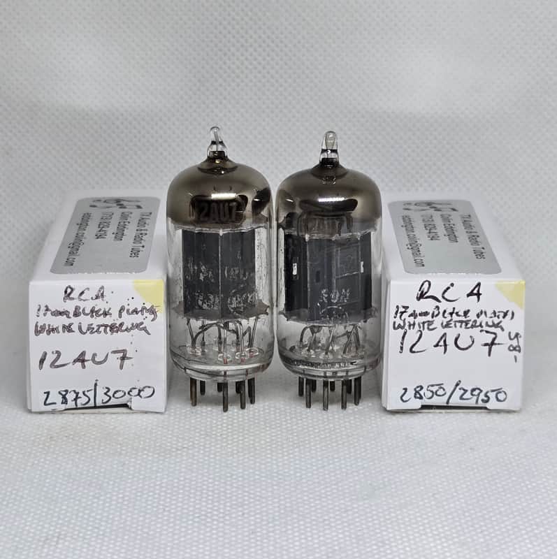 RCA 12AU7 Long Black Plate Well Balanced (5.0%) Pair NOS 12AU7A ECC82 image 1