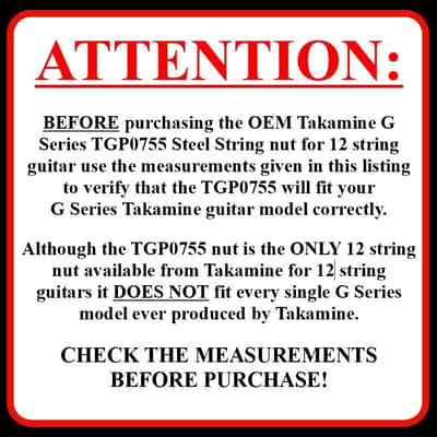 Takamine G Series Acoustic Guitar 12 String NUT TGP0755 Pre Slotted / OEM Part / TUSQ image 5