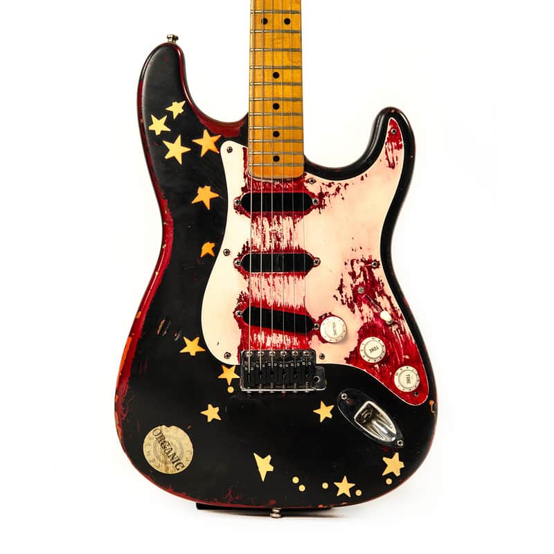 MAKE OFFER Fender Stratocaster 1988 Black Over Metallic Candy Apple Red Billy Corgan Siamese Dream image 1