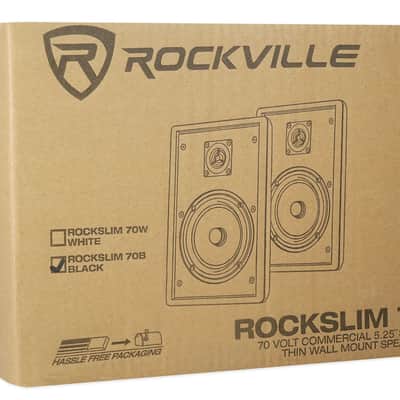Pair Rockville RockSlim 70B Black 5.25" 70v Commercial Restaurant Wall Speakers image 11