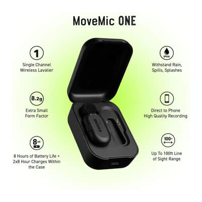 Shure MoveMic One - Pro Direct to Phone Wireless Lavalier Microphone for iPhone & Android, Bluetooth Mini Mic, 24 Hours Charge, Quick Set Up, IPX4, Compact & Portable Clip Lav (MV-ONE-Z7) image 4