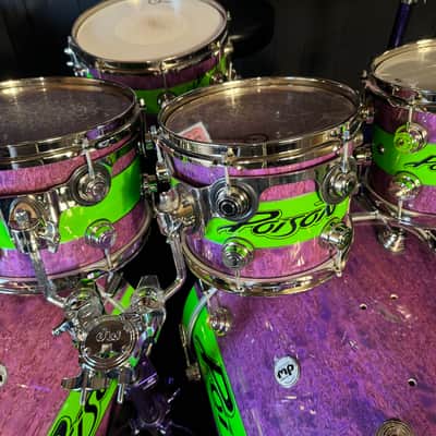 Rikki Rocket's Poison, 2018 Nothing But a Good Time Tour DW Cherry Mahogany 8-Piece Drum Set, Custom Poison Graphic, Autographed!! image 15