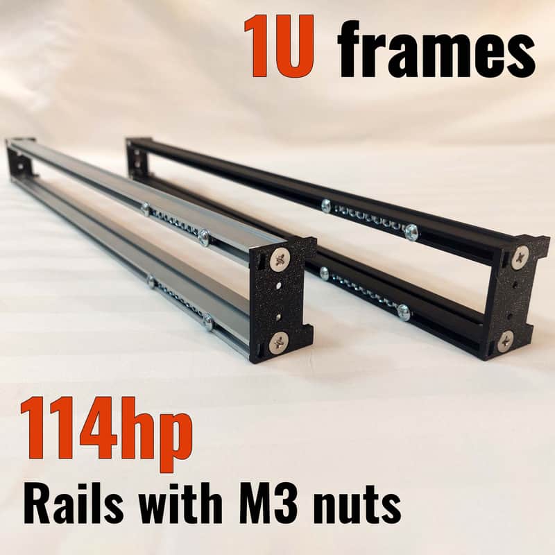 Intellijel 1U 114HP Eurorack Rails Kit with Brackets & M3 nuts (Black / Silver) image 1