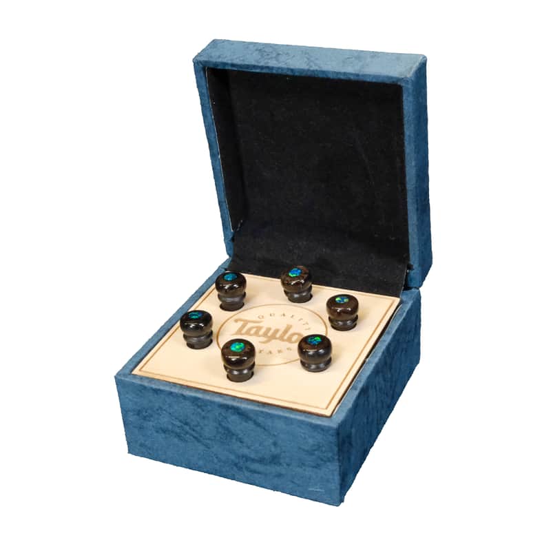 Taylor Water Buffalo Horn Bone Bridge Pin Set-Brown with Green Opal image 1