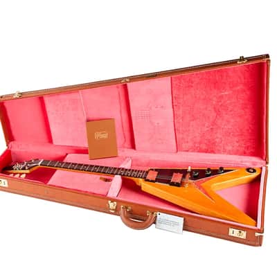 Gibson  Custom 1958 Korina Flying V Black Pickguard Electric Guitar -  New New - Natural image 5