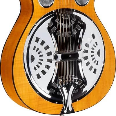 Epiphone Dobro Hound Dog Deluxe Round Neck Resonator Acoustic Guitar, Flame Maple Top, Vintage Brown image 2