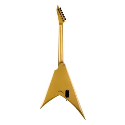 ESP LTD KH-V Kirk Hammett Signature 6-String Right-Handed Electric Guitar with Korina Body, Maple Neck, and Macassar Ebony Fingerboard (Metallic Gold) image 2