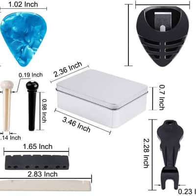 Acoustic Guitar Bridge Pins Set | Saddle Nut Pin Puller Picks and Pick Holder | Guitar Replacement Accessories image 9