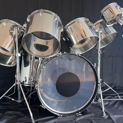 VINTAGE Ludwig 1970's Stainless Steel 8 piece Concert Tom Configuration image 2