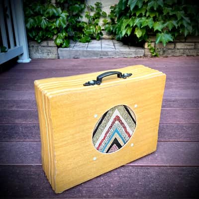 Rotary Connection 1x8 mini/portable loaded guitar speaker cab. Vintage 8 ohm 25 watt speaker. Vintage unique style. Semi open. Handmade. 2026 - Blonde wood image 3
