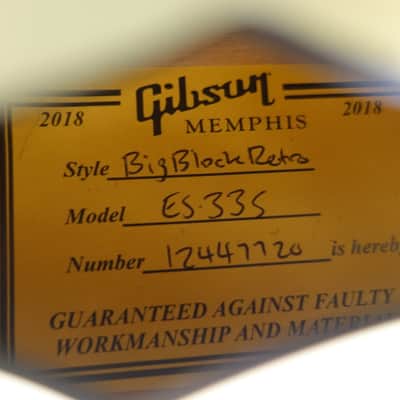 【Rare!】 2018 Gibson Memphis ES-335 Big Block Retro Classic White image 10