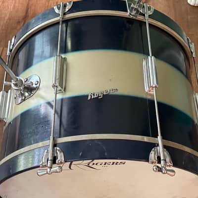 Roger's  14 x 20" Mercury Model Blue and Silver Duco Bass Drum Vintage 50's - 60's image 4