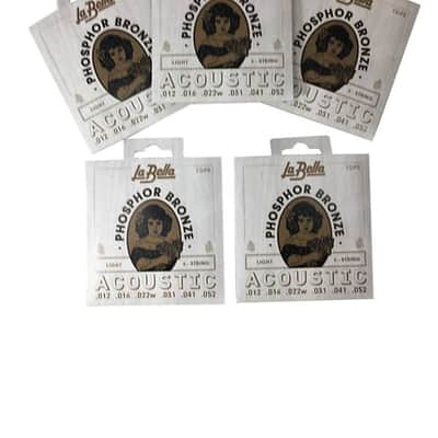 La Bella Guitar Strings 5-Pack Acoustic Phosphor Bronze Custom Light 12-52