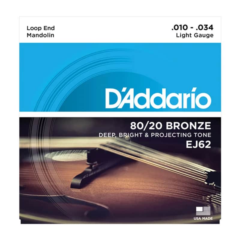 D'Addario EJ62 80/20 Bronze Mandolin Strings, Light, 10-34 image 1