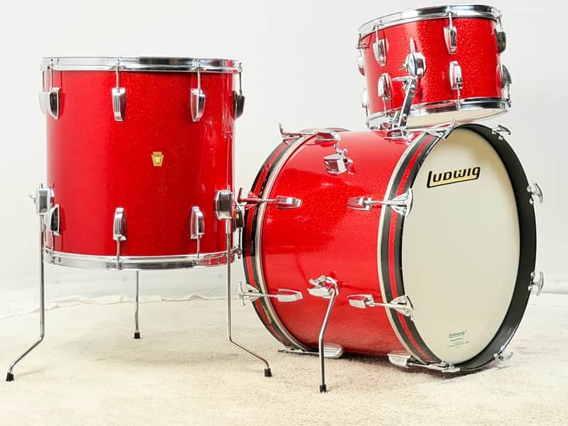 Ludwig 20/13/16" "Super Beat" Drum Set - Red Sparkle w/ COB Rims image 1