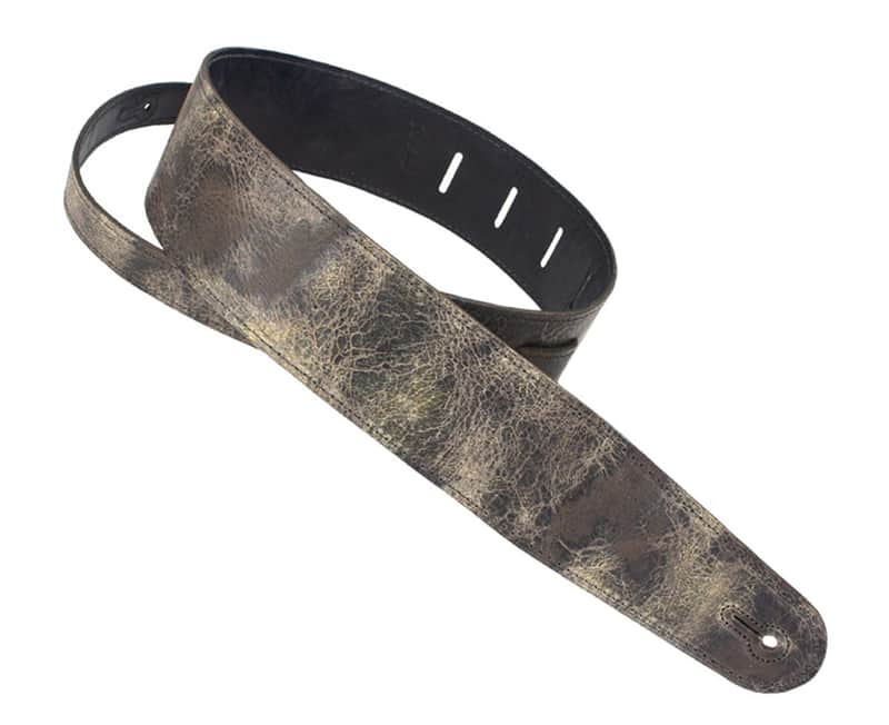 Henry Heller 2.5" Distressed Capri Leather Guitar Strap in Black image 1