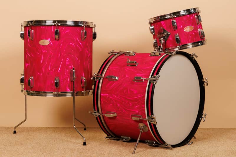 1960s Duplex Tonecraft Pink Satin Flame Drumset image 1