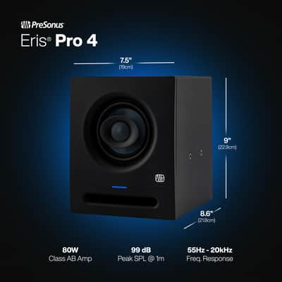 PreSonus Eris Pro 4 Studio Monitor — Bi-Amped Active Coaxial 4.5-inch image 5