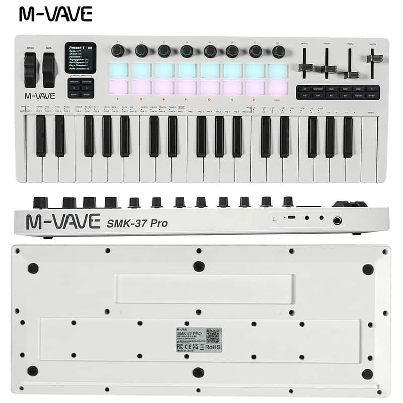 M-vave SMK-37 PRO 37 key Keyboard MIDI Controller with 16 RGB | Reverb