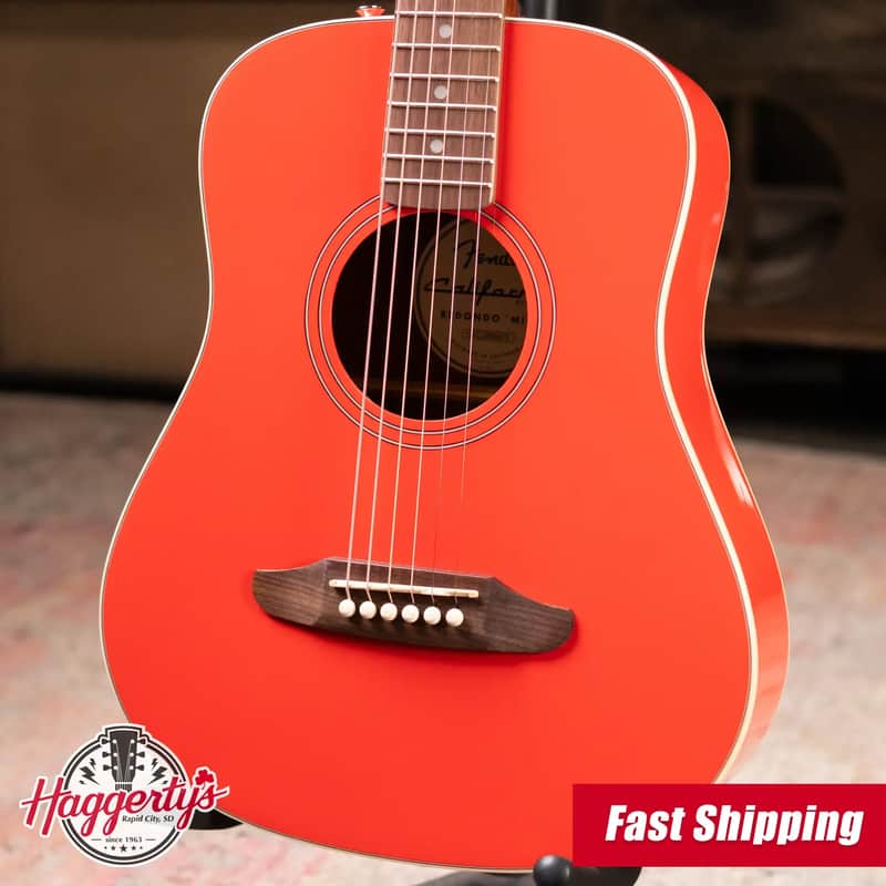 Fender California Standard Redondo Mini Acoustic Guitar - Fiesta Red with Gig Bag image 1