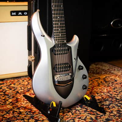 Ernie Ball Music Man John Petrucci Majesty 7 – 2015 – Silver Lining – Excellent Condition – Complete Case Candy – Signed Backplate image 7