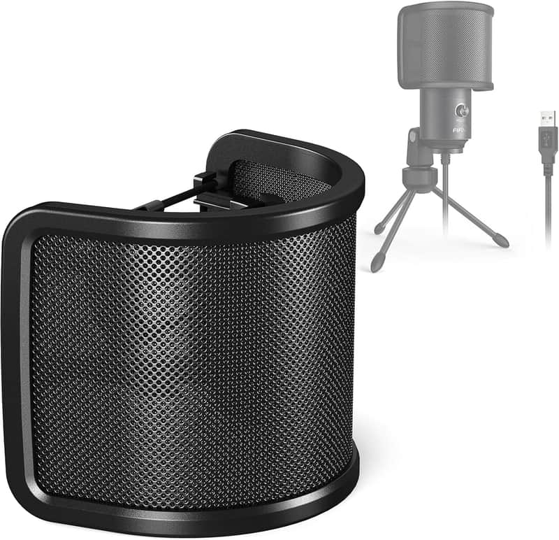 Pop Filter Screen, Compact Microphone Pop Shield Windscreen with Metal Mesh for Recording Studio, YouTube Videos, Streaming, Podcast (Black) image 1