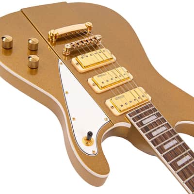 Vintage Electric Guitar JDV36 Joe Doe 'Gas Jockey' Sparkling Gold Sand + Case image 8