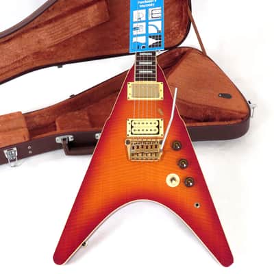 1983 Ibanez Rocket Roll RR550 Flying V - Cherry Sunburst Flamed Maple - Original Case & Hang Tag image 1
