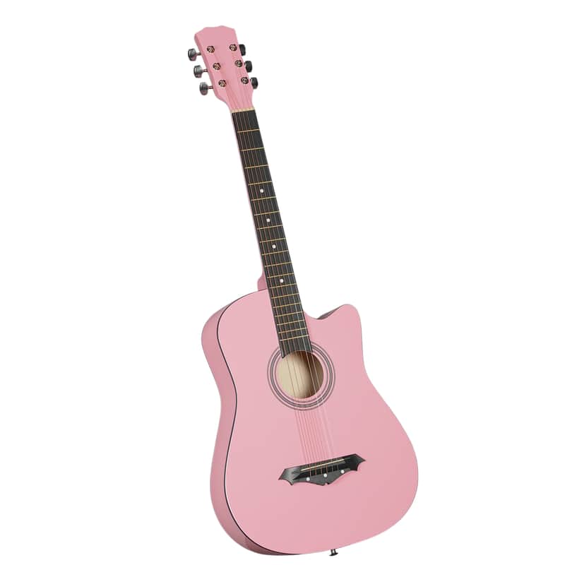 Cxxss Matte Pink 38-inch Acoustic Guitar with Picks, Strings, Capo, Case, Tuner, and Strap image 1