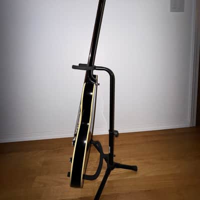 1997 Epiphone Rivoli Bass – Ebony Black Semi-Hollow, Cream Binding, Excellent Condition + Custom Strap & New Case image 12